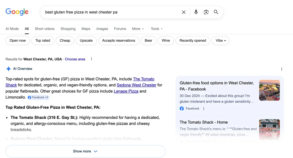 Chowly AI Index Pages — example product screenshot