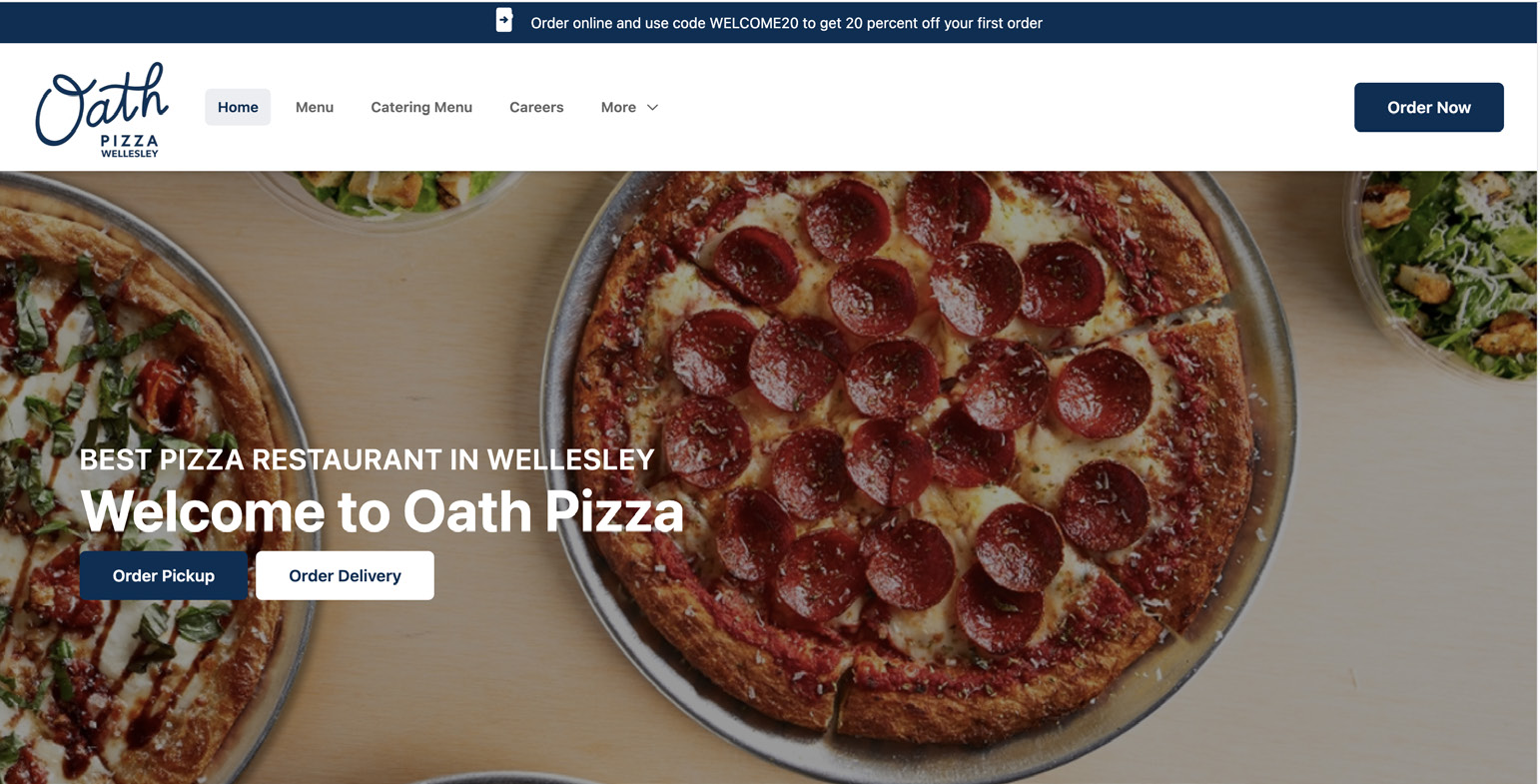 Restaurant marketing website built by Chowly